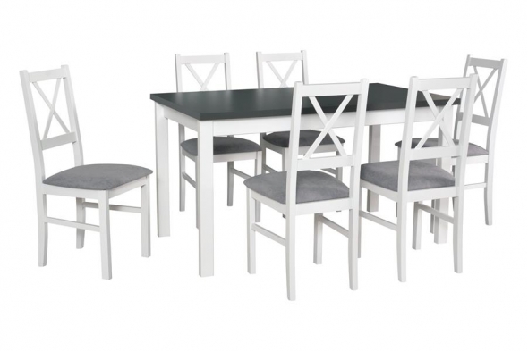Stół Alan 1 120-150x80 + 6 krzeseł Nel 10