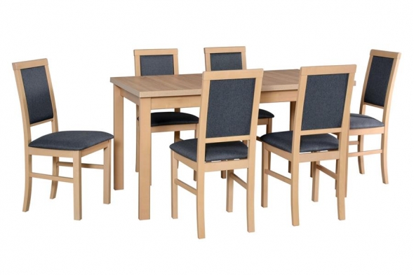 Stół Alan 2 140-180x80 + 6 krzeseł Nel 3