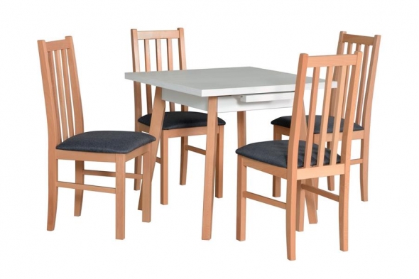 Stół Olo 1L 80-110x80 + 4 krzesła Nel 8