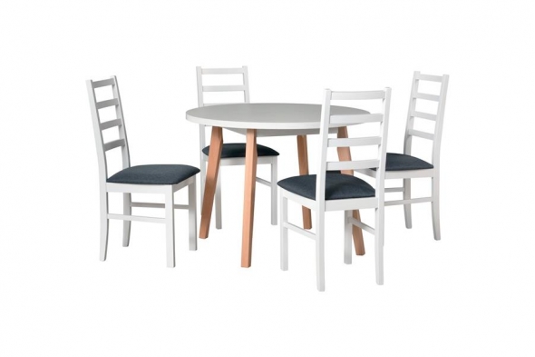 Stół Olo 3 fi 100 + 4 krzesła Nel 8