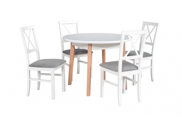 Stół Olo 4 fi 100-130 + 4 krzesła Milo 4