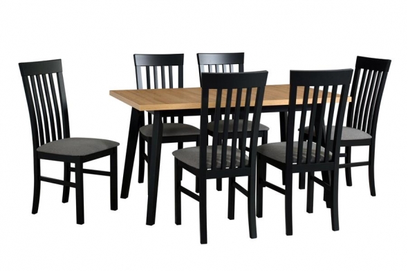 Stół Olo 5 140-180x80 + 6 krzeseł Milo 2