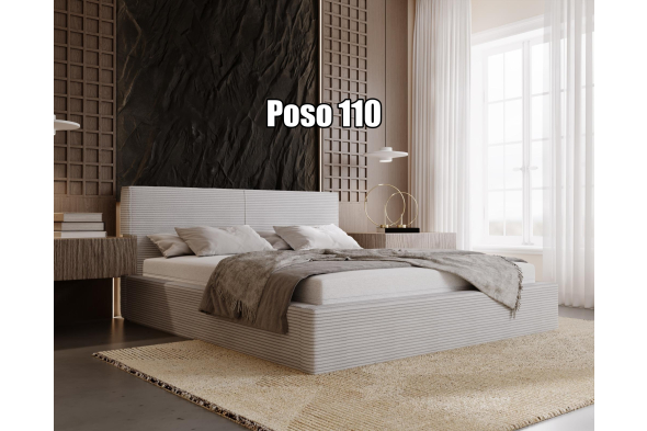 Proste łóżko tapicerowane z pojemnikiem Riva 120x200